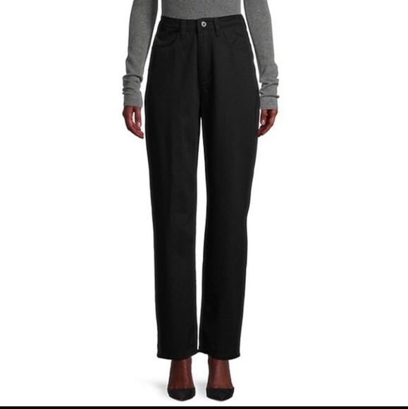New WeWoreWhat High Waisted Rigid Denim Mom Black Jeans NWT Size 25 - Picture 4 of 5